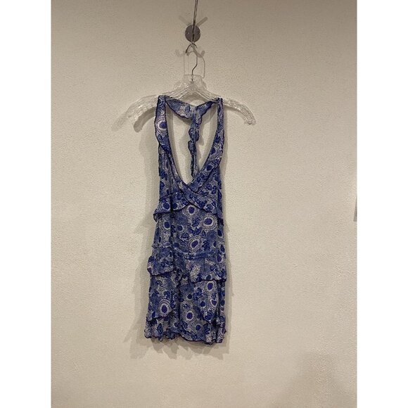 Poupette St Barth Dress Womens Small Blue Floral Ruffle Racerback Boho Tiered - Picture 2 of 6